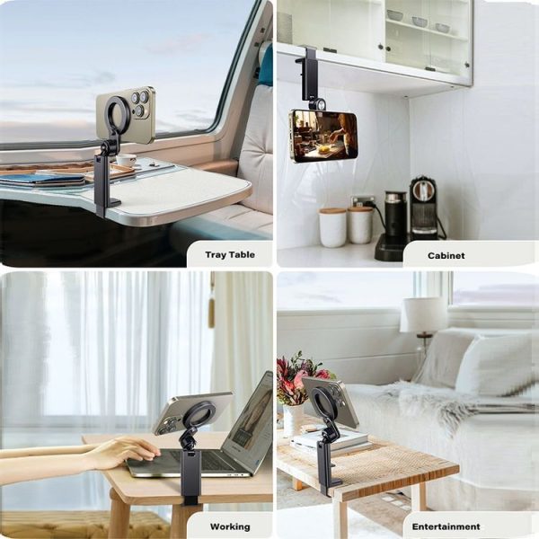 Desktop Live Broadcast Portable Strong Magnetic Foldable Travel Mobile Phone Holder (M10M-AR01) - Image 8