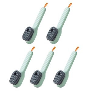 5pcs / Pack Multifunctional Press-Type Liquid-Filled Nano Soft Bristle Shoe Brush (Green)