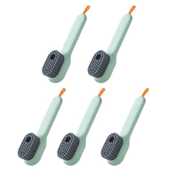 5pcs / Pack Multifunctional Press-Type Liquid-Filled Nano Soft Bristle Shoe Brush (Green)