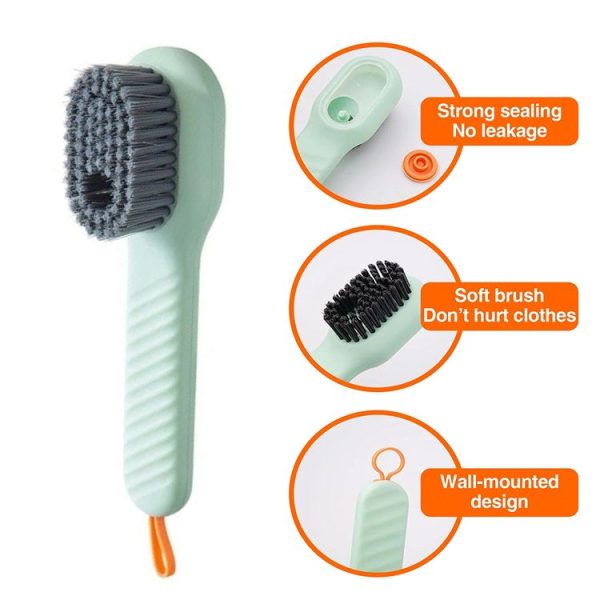 5pcs / Pack Multifunctional Press-Type Liquid-Filled Nano Soft Bristle Shoe Brush (Green) - Image 3