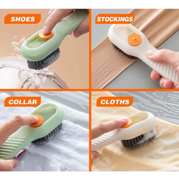 5pcs / Pack Multifunctional Press-Type Liquid-Filled Nano Soft Bristle Shoe Brush (Green) - Image 5