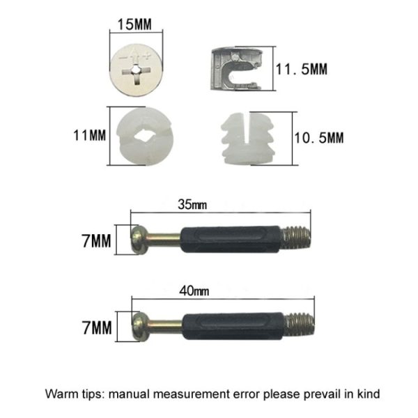 10pcs 40mm 3 In 1 Screw Connector Furniture Link Fixer Closet Eccentric Wheel Nut Connection Fastener - Image 3