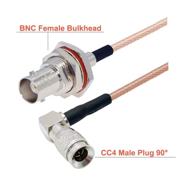 20cm CC4 Male Elbow To BNC Through Wall Waterproof Female Connector Cable RG179 Coaxial RF Wire - Image 3