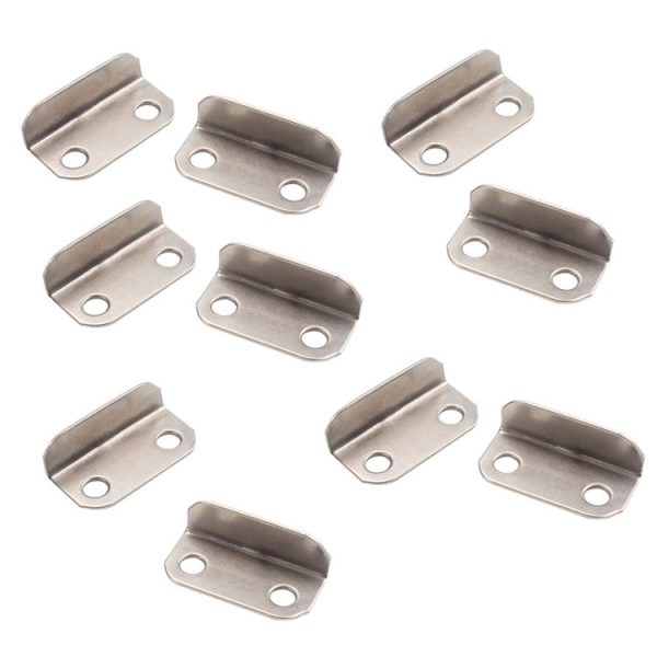 10pcs Lock Accessories L-Shaped Right Angle Office Drawer Lock Plate Furniture Parts Door Stopper (Silver)