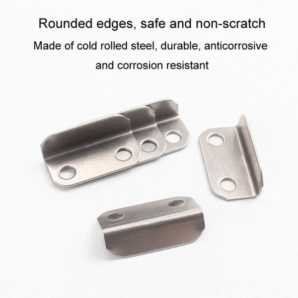 10pcs Lock Accessories L-Shaped Right Angle Office Drawer Lock Plate Furniture Parts Door Stopper (Silver) - Image 4