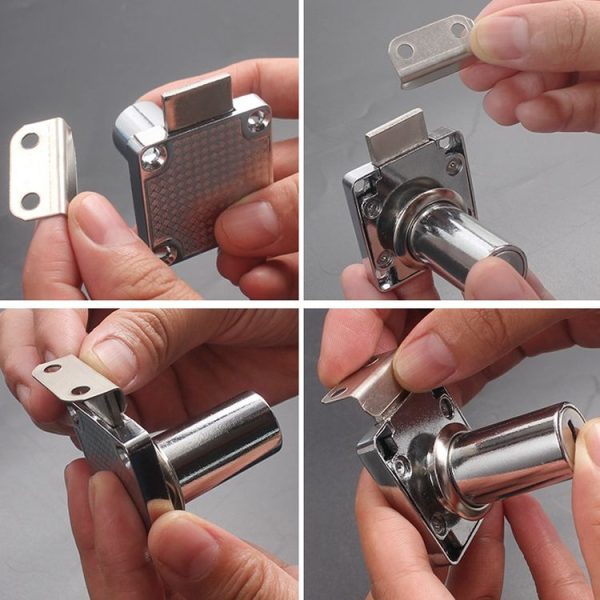 10pcs Lock Accessories L-Shaped Right Angle Office Drawer Lock Plate Furniture Parts Door Stopper (Silver) - Image 8