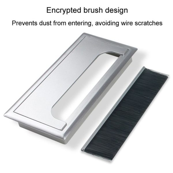 ABS Table Rectangle Wire Hole Cover Outlet Port With Brush PC Desk Cable Organizer, Size: 80x80mm Black - Image 7