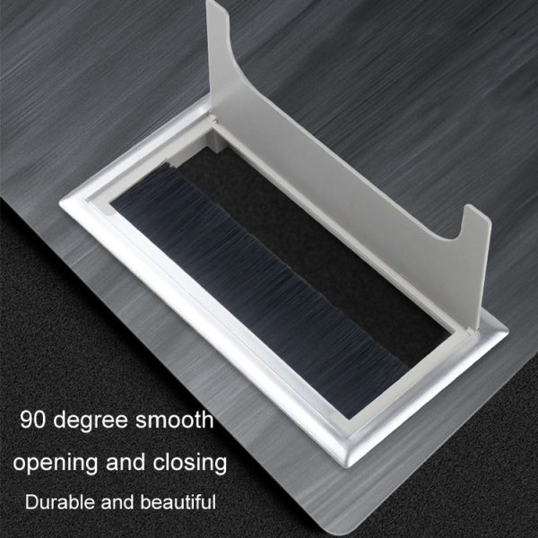 ABS Table Rectangle Wire Hole Cover Outlet Port With Brush PC Desk Cable Organizer, Size: 80x80mm Black - Image 8