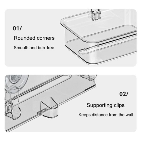 Bathroom No Punch Tissue Organizer Household Wall Mounted Suction Cup Tissue Box, Style: Small Transparent - Image 4
