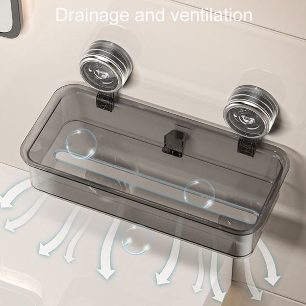 Bathroom No Punch Tissue Organizer Household Wall Mounted Suction Cup Tissue Box, Style: Small Transparent - Image 5