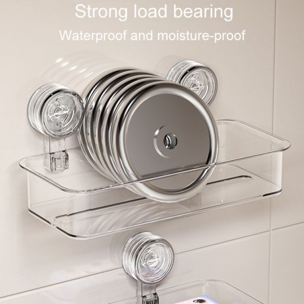 Bathroom No Punch Tissue Organizer Household Wall Mounted Suction Cup Tissue Box, Style: Small Transparent - Image 6