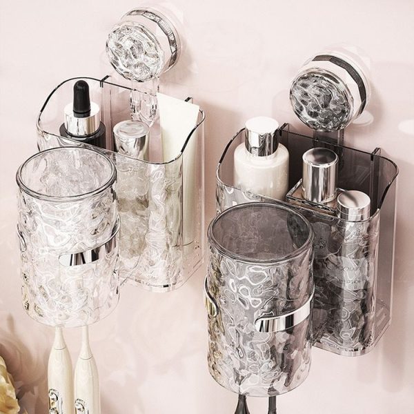 Bathroom Toothbrush Organizer Household Multifunctional Storage Rack (Transparent) - Image 2