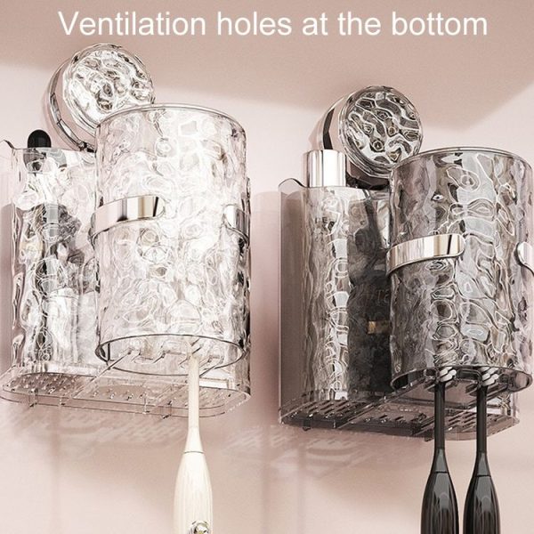 Bathroom Toothbrush Organizer Household Multifunctional Storage Rack (Transparent) - Image 6