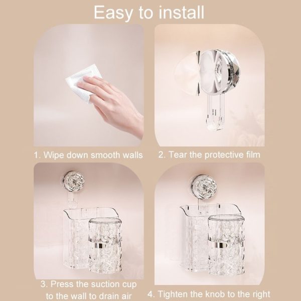 Bathroom Toothbrush Organizer Household Multifunctional Storage Rack (Transparent) - Image 8