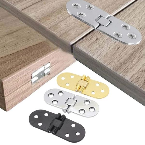 Cabinet Door Folding Hinge Thickened Zinc Alloy Half Round Table Flip Hinge, Color: Gold - Image 2
