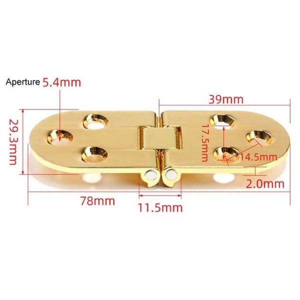 Cabinet Door Folding Hinge Thickened Zinc Alloy Half Round Table Flip Hinge, Color: Gold - Image 3