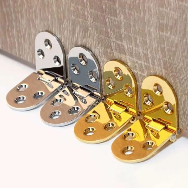Cabinet Door Folding Hinge Thickened Zinc Alloy Half Round Table Flip Hinge, Color: Gold - Image 6