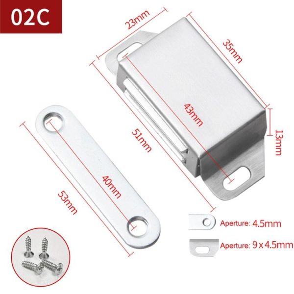 02C Stainless Steel Magnetic Door Catch Kitchen Cabinet Catches Magnet Latches For Door - Image 2