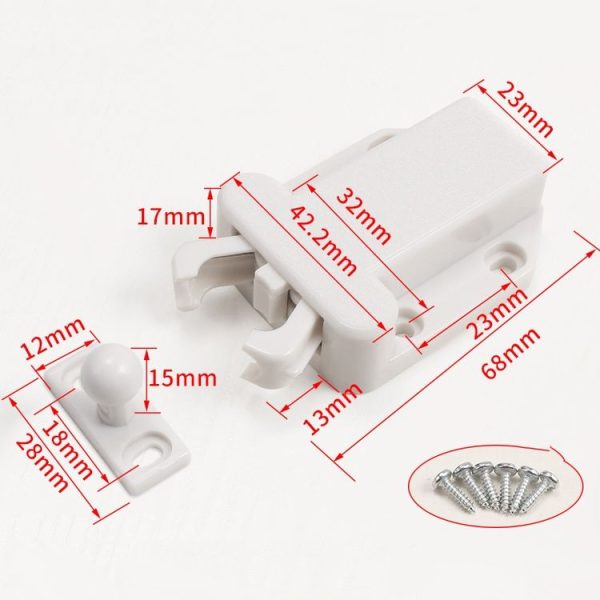 Bouncing Press Type Cabinet Door Catches Self Lock Hidden Drawer Cupboard Door Closer (White) - Image 4