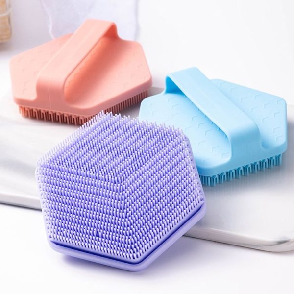 Silicone Hair Wash Massage Brush Exfoliating Bath Brush (Blue) - Image 2