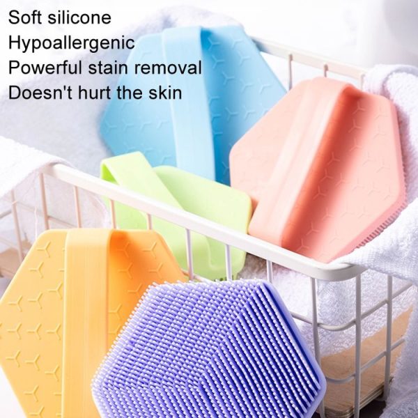 Silicone Hair Wash Massage Brush Exfoliating Bath Brush (Blue) - Image 8
