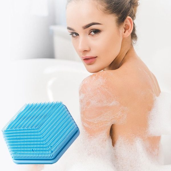 Silicone Hair Wash Massage Brush Exfoliating Bath Brush (Blue) - Image 9