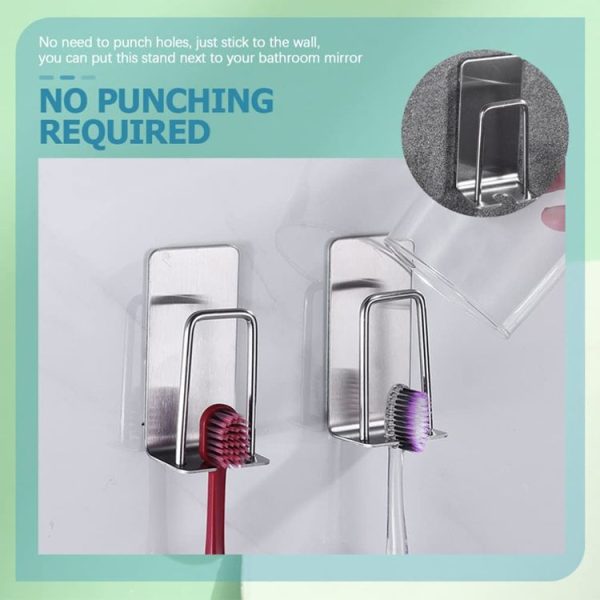2pcs Household Stainless Steel Sponge Holder Bathroom No-Punch Toothbrush Organizer, Color: Silver - Image 6