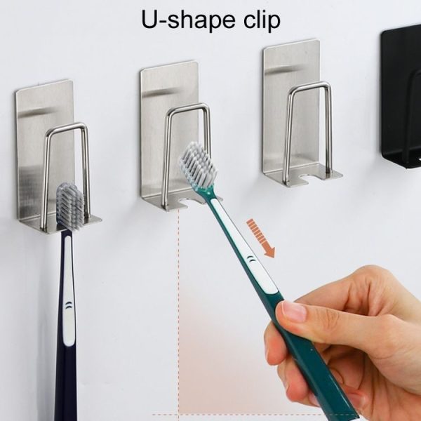 2pcs Household Stainless Steel Sponge Holder Bathroom No-Punch Toothbrush Organizer, Color: Silver - Image 8