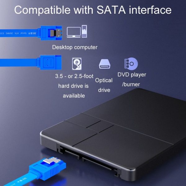0.45m JINGHUA U510B High Speed SATA3.0 SSD Serial Cable (Black Straight To Straight) - Image 9