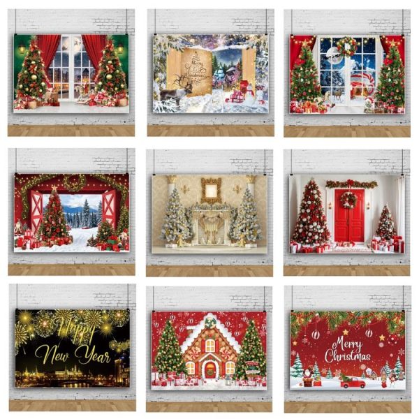 120x80cm Christmas Wreath Snow Scene Photography Background Curtain, Color: 11421618 - Image 2