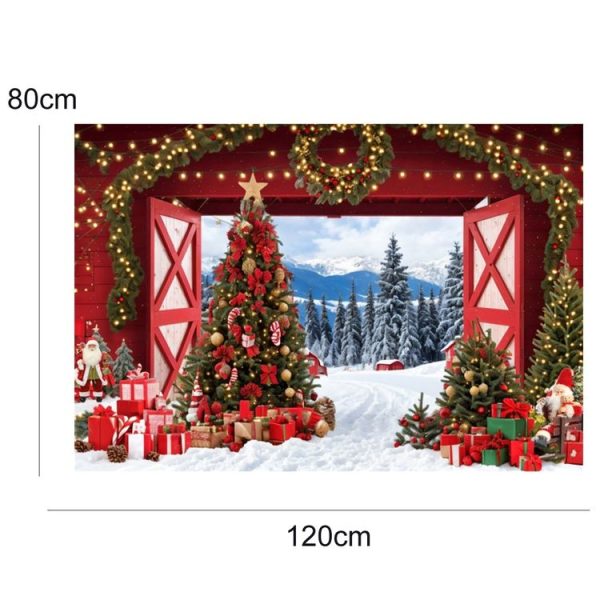 120x80cm Christmas Wreath Snow Scene Photography Background Curtain, Color: 11421618 - Image 3