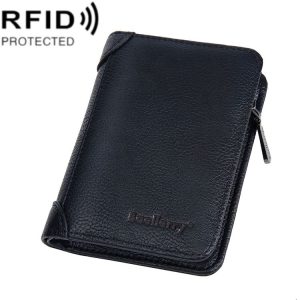 Baellerry DR113 RFID Anti-Theft Retro Multi-Card Slot Tri-Fold Short Wallet (Black)