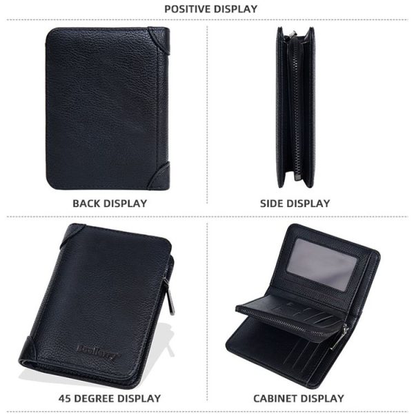 Baellerry DR113 RFID Anti-Theft Retro Multi-Card Slot Tri-Fold Short Wallet (Black) - Image 2