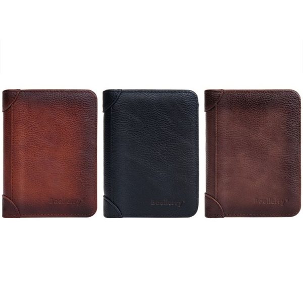Baellerry DR113 RFID Anti-Theft Retro Multi-Card Slot Tri-Fold Short Wallet (Black) - Image 3