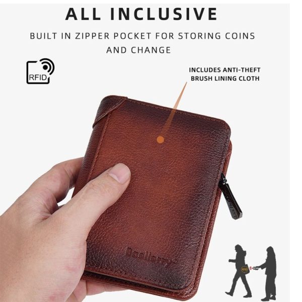 Baellerry DR113 RFID Anti-Theft Retro Multi-Card Slot Tri-Fold Short Wallet (Black) - Image 5
