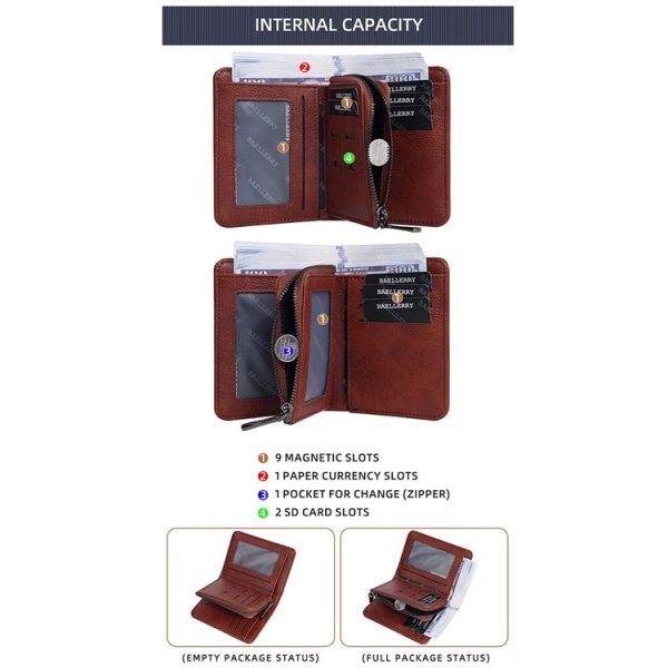 Baellerry DR113 RFID Anti-Theft Retro Multi-Card Slot Tri-Fold Short Wallet (Black) - Image 6