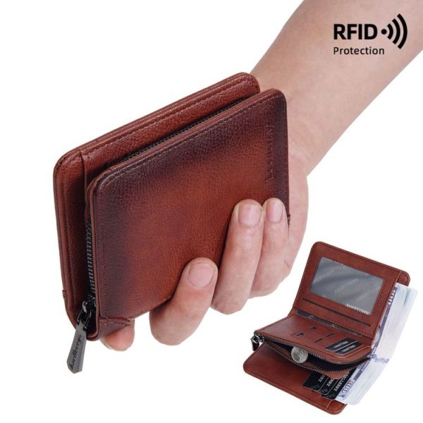 Baellerry DR113 RFID Anti-Theft Retro Multi-Card Slot Tri-Fold Short Wallet (Black) - Image 9