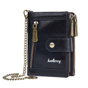 Baellerry D3261 Retro Multi-card Slot Double-zipper Short Wallet Coin Purse (Black)