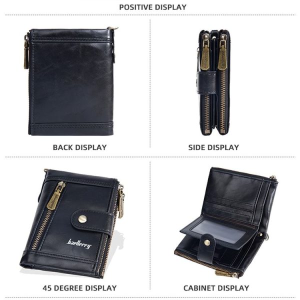 Baellerry D3261 Retro Multi-card Slot Double-zipper Short Wallet Coin Purse (Black) - Image 2