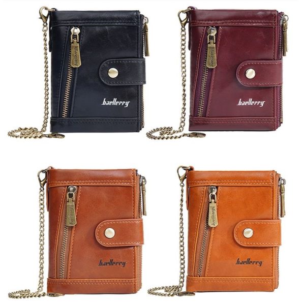 Baellerry D3261 Retro Multi-card Slot Double-zipper Short Wallet Coin Purse (Black) - Image 3