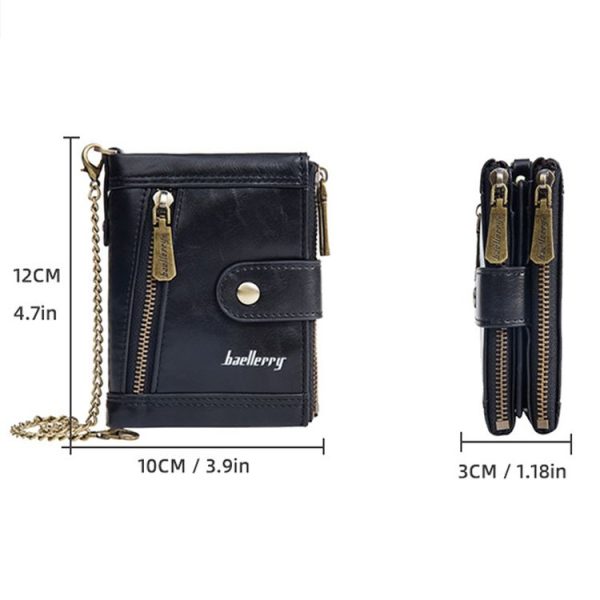 Baellerry D3261 Retro Multi-card Slot Double-zipper Short Wallet Coin Purse (Black) - Image 4