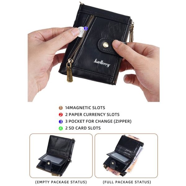 Baellerry D3261 Retro Multi-card Slot Double-zipper Short Wallet Coin Purse (Black) - Image 6