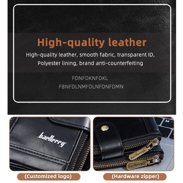 Baellerry D3261 Retro Multi-card Slot Double-zipper Short Wallet Coin Purse (Black) - Image 7