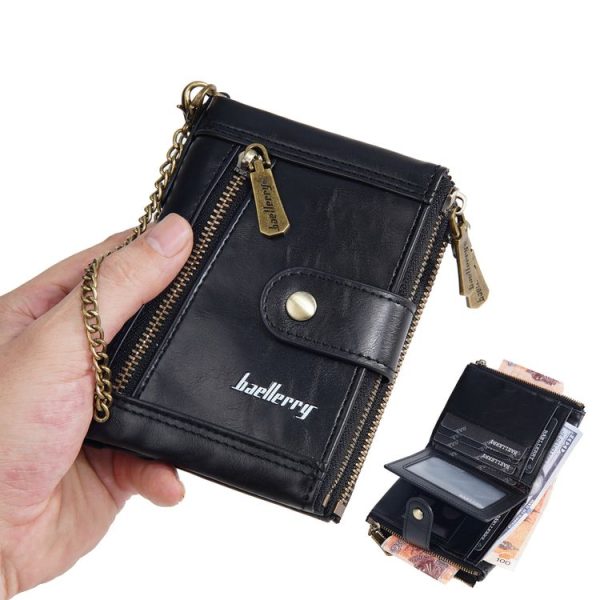 Baellerry D3261 Retro Multi-card Slot Double-zipper Short Wallet Coin Purse (Black) - Image 9