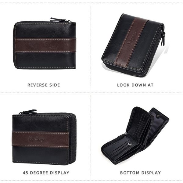 Baellerry D5111 Retro Multi-card Slot Zipper Contrast Color Short Wallet Coin Purse PU Wallet (Black) - Image 2