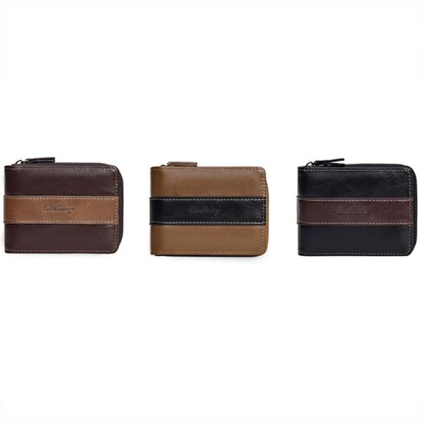 Baellerry D5111 Retro Multi-card Slot Zipper Contrast Color Short Wallet Coin Purse PU Wallet (Black) - Image 3