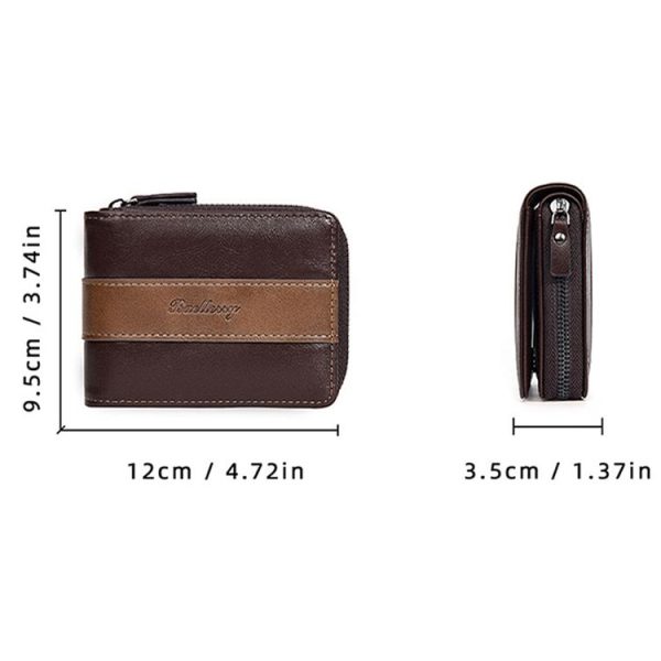Baellerry D5111 Retro Multi-card Slot Zipper Contrast Color Short Wallet Coin Purse PU Wallet (Black) - Image 4