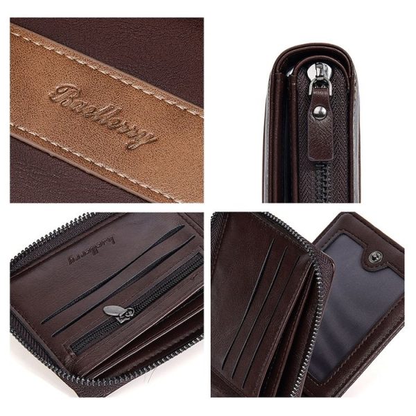 Baellerry D5111 Retro Multi-card Slot Zipper Contrast Color Short Wallet Coin Purse PU Wallet (Black) - Image 6