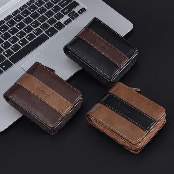 Baellerry D5111 Retro Multi-card Slot Zipper Contrast Color Short Wallet Coin Purse PU Wallet (Black) - Image 8