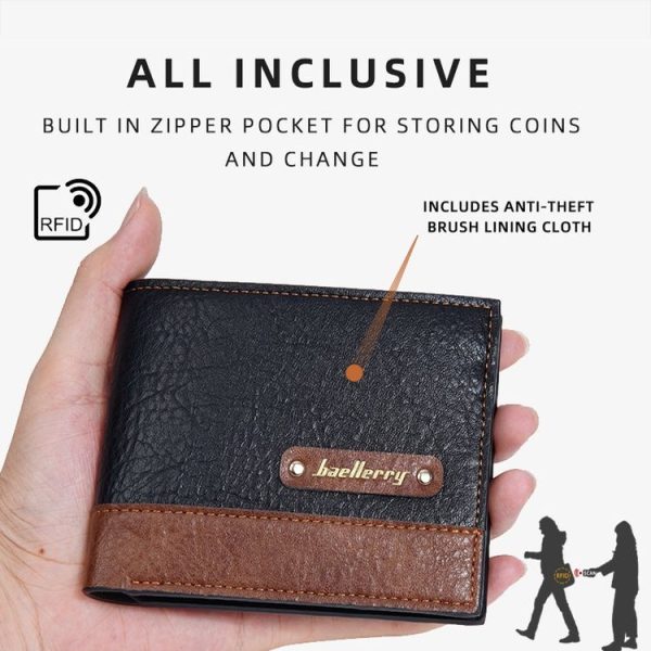 Baellerry DR112 RFID Anti-theft Splicing Horizontal Thin Zipper Wallet Card Holder (Black) - Image 6